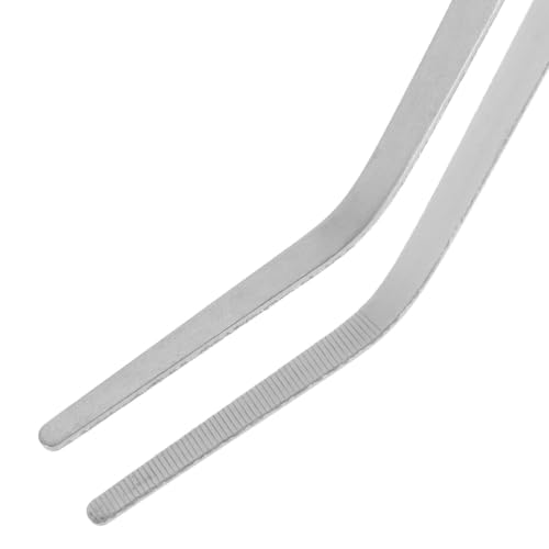 Kisangel 2pcs Long Tweezers: 19" Stainless Steel Straight Curved Tweezers - Precision Tongs with Serrated Tips for Bathroom Kitchen Sink Drain Hair Grabber Aquarium Reptile Feeder