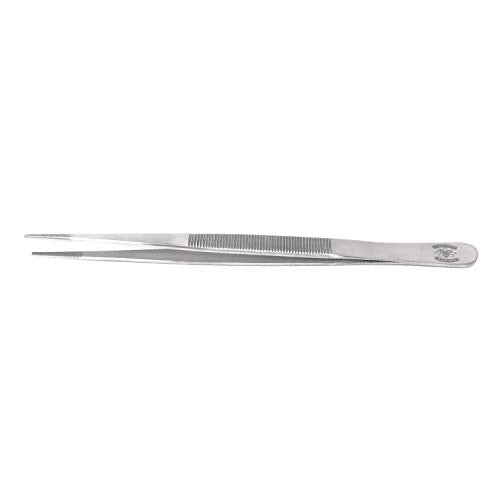 High Precision Stainless Steel Lab Tweezers/Forceps with Straight Broad Strong Point (6 in.)