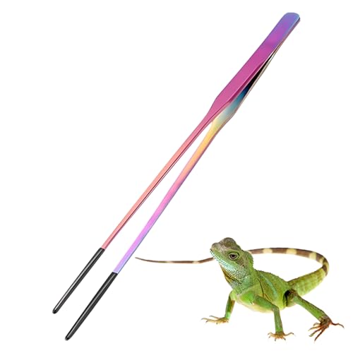 Reptile Feeding Tongs - Stainless Steel Clamp | Long Tongs With Rubber Tip for Bearded Dragons, Lizards, Amphibians, Reptiles, Aquarium, Terrarium, Tank, Supplies - color: TO