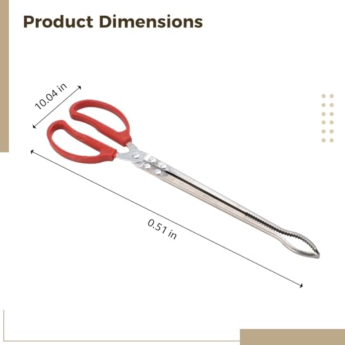 15.0 in Tongs, Stainless Steel Reptile Feeder Clip, Anti-Slip Snake Feeding Tongs with Curved Toothed Grip, Extra Long Garbage Picking Tool, Safe Catching Tool for Tortoise Lizard Frog Spider