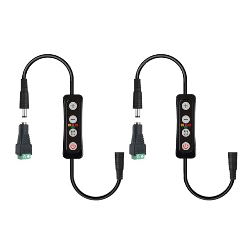 Aquarium Light Timer and Dimmer, 5.5mm x 2.1mm DC Barrel Connector, 6/10/12 Hour Auto On/Off, Brightness Control 10-100%, Sunrise Sunset Simulation for Fish Tank 12-24V DC LED Lights, 2 Pack