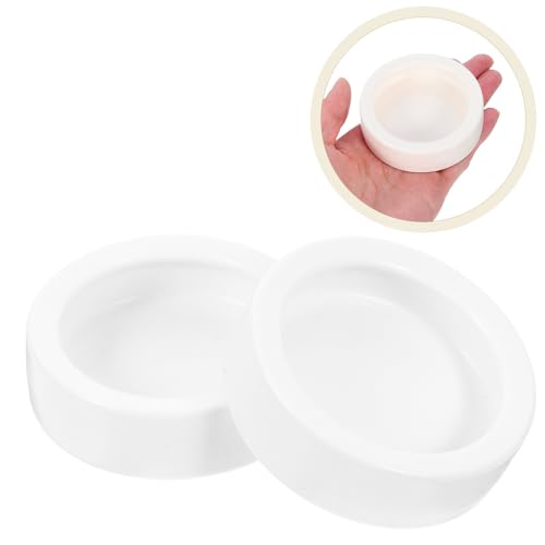 Reptile Feeding Bowls Round Shape 2 Pcs Ceramic Stable Desktop Standing, Anti-Escape Design Feeding Dish for Water and Food for Small Lizards and Reptile Animals