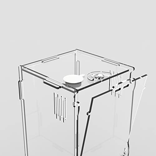BETAZOOER Acrylic Mini Reptile Tank Habitat Transparent Terrariums with Locking Latch Suitable for Tarantula Isopod Roach Invertebrates (4''x4''x8'') - size: Small