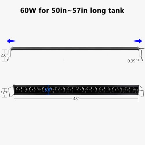hygger New Mode 24/7 Timer LED Aquarium Light, Auto On Off Full Spectrum Fish Tank Light Fish Colorful/Sun/Nightlight/Wrgb Cycle Mode for Freshwater Plants Tank (for 50in~57in Long Tank)