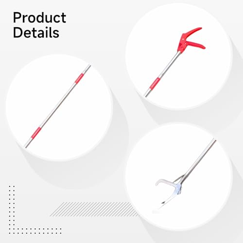 Snake Grabber Tool with Gloves and Bag, 50 in 127 cm Folding Stainless Steel Snake Tongs, Extra Long Reptile Catcher with Four-Toothed Jaws, Protective Handling Set