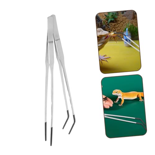 Homoyoyo 2pcs Reptile Tweezers Feeding Tongs Long Snake Feeding Tweezers Curved Heavy Duty Stainless Steel Feeding Tongs Snake Pet Supplies