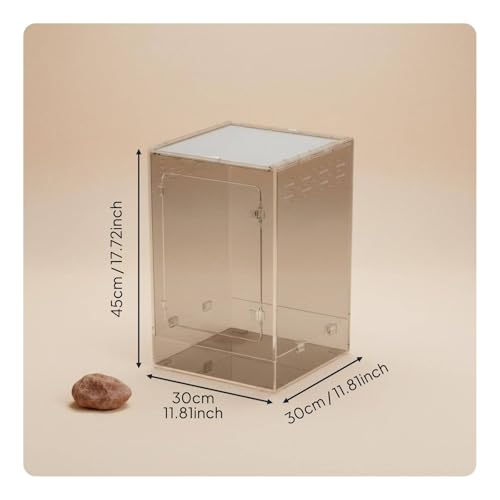 Reptile Habitat Enclosure Vertical Acrylic Terrarium Stackable Cage with Mesh Cover Easy Front Access Pull-Out Top Polycarbonate Suitable for Tree Frog Home Apartment