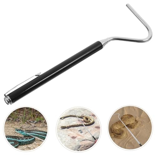 Cabilock Retractable Stainless Steel Snake Hook with Handle, Telescopic Adjustable Reptile Catcher Tool for Safe Snake Handling and Rattlesnake Control in Terrariums
