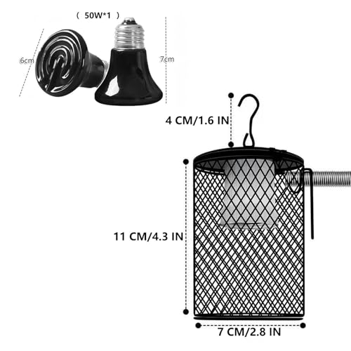 Playful Paws Ceramic Lamp and Lampshade Bird Heaters for Caged Birds with 50W Reptiles Heat Lamp Bird Warmer and Rabbit Hutch Heater (Timed Switch) - color: Timed Switch
