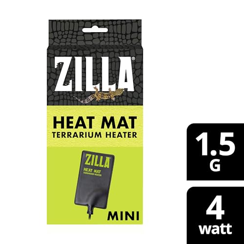 Zilla Heat Mat, Terrarium Heater for Reptiles, Snakes (Ball Pythons, Corn Snakes), Leopard Geckos, Tortoises, Amphibians and Arachnids, Mini, Fits 1-5 Gallon, 4 Watt - size: Mini , 4" x 7"