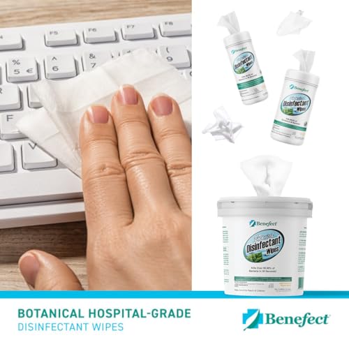 Benefect Botanical Disinfectant Wipes – 750 Sanitizing Wipes. 3 Pack of 250 Wipes Per Unit - High Traffic - Gym Wipes, Schools and Food Safe Cleaning (250, 3) - size: 250 Count (Pack of 3)