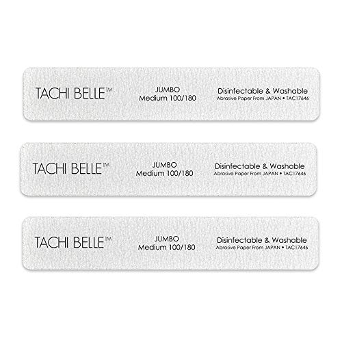 Tachibelle 3 Pcs Premium Japan Abrasive Jumbo File Washable Zebra File Nail Art Sanding Nail Files (3Pc (100/180))