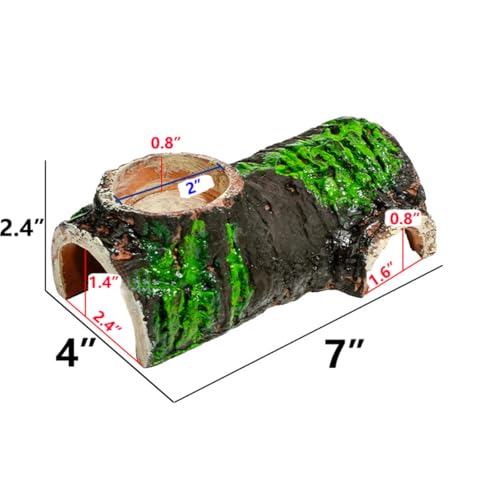 Pet Reptile Caves Hideout with Food Dish Bowl, Terrarium Ornament Habitat Shelter Decor, for Snake, Leopard Gecko, Lizard, Hermit Crab, Spider, Amphibians, Frogs, Crested Gecko, Aquarium Fish