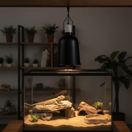 Reptile Dome Light Fixture, 5.5 Inch, Basking Lamp for Lizards, Turtles, Snakes, Compatible with UVA/UVB Heat Bulbs & Ceramic Heat Emitters, Aluminum - size: 5.5Inch