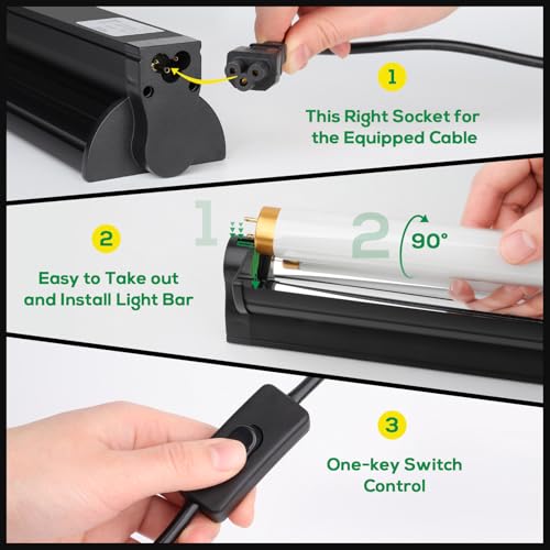 T8 10.0 UVB Reptile Light Fixture UVB Bulb Lighting Combo Kit, HO 17W UVB Light for Reptiles Terrarium Hood with Reptile UVB Light Bar UVB Tube Light Lamp Desert for Bearded Dragon Turtle Tank, 24Inch - size: T8-24Inch