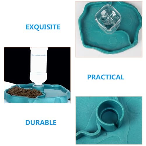 SEWACC Automatic Water Dish and Food Bowl with Water Reservoir Lake Blue for Reptile Tanks and Leopard Gecko Terrariums