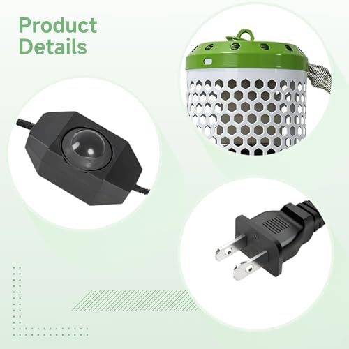 Reptiles Ceramic Heat Lamp, Infrared Bulb Adjustable Switch And Metal Housing, No Light For Birds Turtles Lizards Snakes Pets