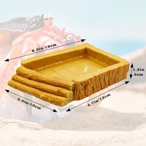 Hermit Crab Pool, Resin Reptile Water Bowl & Bathing Dish, Aquarium Tank Cage Habitat Accessories for Small to Medium Hermit Crab Turtles Lizard Frog Gecko Bearded Dragon - color: Square