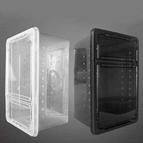 OMEM Portable Reptile Terrarium Habitat for Mini Pet Houses Breathable Holes Stackable Container (Black-L) - size: 1PCS-Black-L