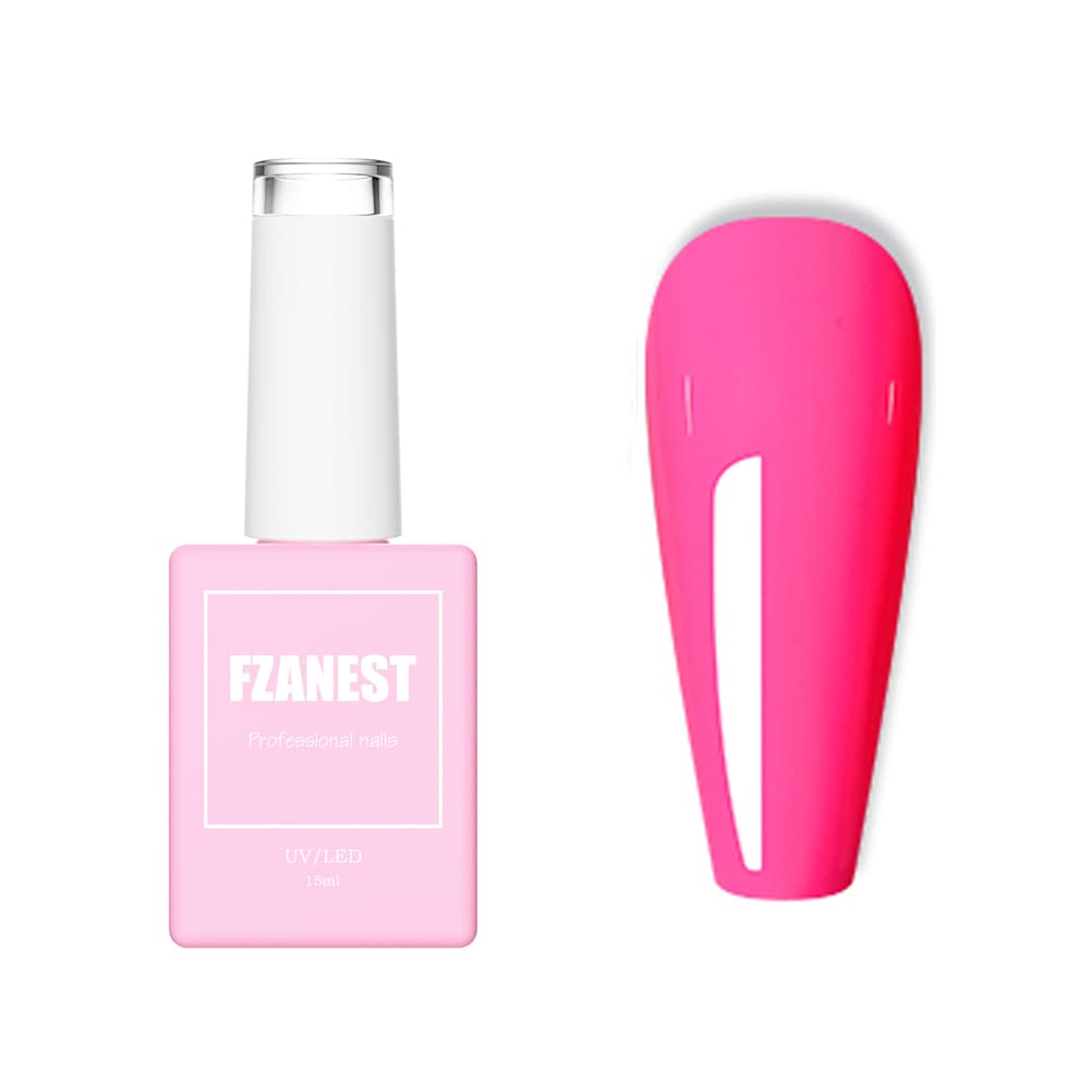 Fzanest Hot Pink Gel Nail Polish,15Ml Gel Polish Manicure Diy Long-Lasting Lacquer Shiny Color Uv Led Soak Off #D38
