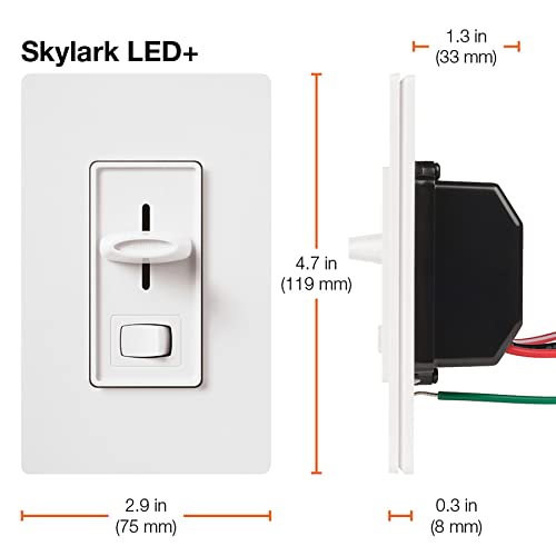 Lutron Skylark LED+ Dimmer Switch for Dimmable LED, Lutron Dimmer Switch For Halogen and Incandescent Bulbs, 150W/Single-Pole or 3-Way, SCL-153P-BL, Black - color: Black