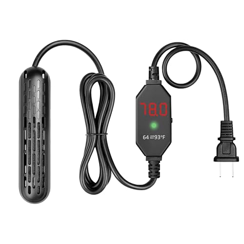 YukiHalu Aquarium Heater 25/50/100/150W with Protective Cover, Mini Fish Tank Heater with External Controller, Temperature Adjustable, Digital Display, Used for 5/10/20/30 Gallons (150W-30Gallon) - size: 150W-30Gallon
