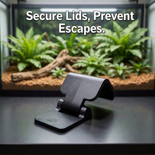 6 Pcs Aquarium Clips, Black Plastic Reptile Cage Locks, 0.7 in Terrarium Lid Latch