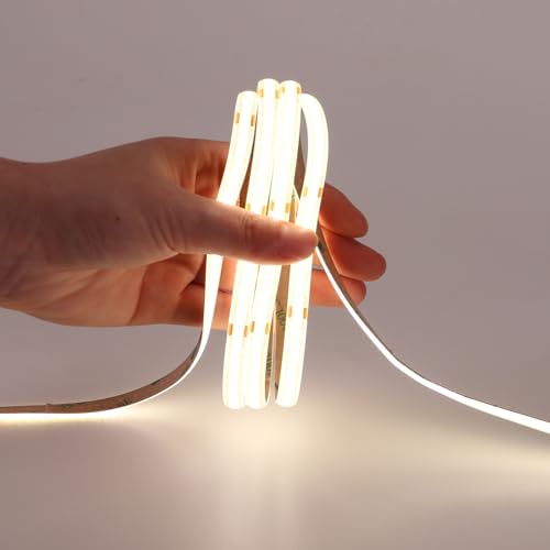 DC 5V USB COB LED Strip Light Natural White 4000K Dimmable IP65 Waterproof CRI 93+ USB Powered 6.6ft/2M 640LEDs with Dimmer High Brightness Flexible LED Tape Lights - color: Natural White