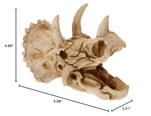 POPETPOP Resin Dinosaur Skull Aquarium Hideout for Shrimp and Reptiles Tank Decor for Freshwater and for Terrarium Landscapes and Boys and Girls Rooms