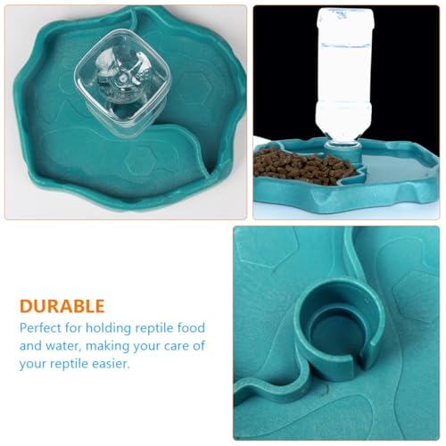 Automatic Reptile Water Feeder and Food Dish Lake Blue with Water Reservoir for Bearded Dragons and Lizards Terrarium Accessories