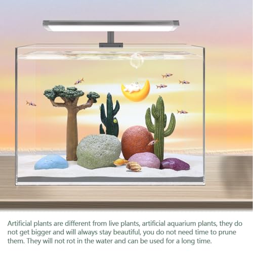 2Pcs Reptile Cactus Plants Terrarium Decoration Faux Reptile Terrarium Cactus Plant Landscape Decoration for Turtle Lizard