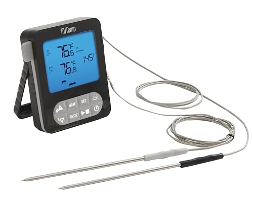 Taylor TruTemp Dual Probe Wired Programmable Meat & Food Thermometer, Digital, Monitor Two Dishes, Baking, Grilling, Roasting, User-Friendly, Backlit, Gray - color: gray