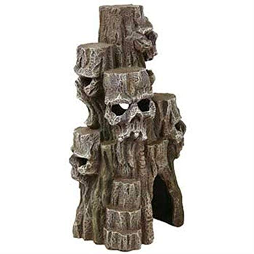 Exotic Environments Skull Mountain Aquarium Ornament, Tall, 5-1/2-Inch by 5-Inch by 10-Inch - size: Tall, 5.5" X 5" X 10"