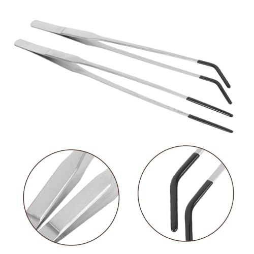 Veemoon 2Pcs Stainless Steel Reptile Feeding Tongs with Rubber Tips Curved Tweezers for Snake Turtle Lizard Durable Feeding Accessories for Convenient Use