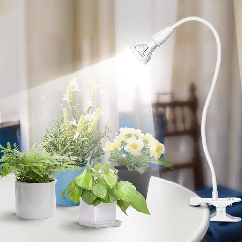 SANSI LED Grow Lights for Indoor Plants, 150W Full Spectrum Clip-on Gooseneck Grow Light with Ceramic Tech.,10W Power Plant Light with Optical Lens for High PPFD, Lifetime Free Bulbs Replacement White - size: 1 Head 1-Pack