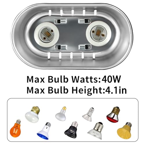 DXOPHIEX Nano Reptile Heat Lamp Fixture, Dual Reptile Light Fixture with 60W Basking Bulb & Infrared Bulb for Bearded Dragon, Turtles, Snake and Lizard Terrarium - size: 7.5inch with basking bulb&infrared heat lamp