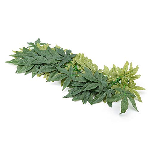 Yosooo Artificial Plants Fake Leaves Plastic Green Grass with Sucker for Aquarium Fish Tank Reptile Terrarium Habitat Box Cage Terrarium Ornaments Outside Home Garden Eco-Friendly Decor(50cm/19.69in) - size: 50cm/19.69in