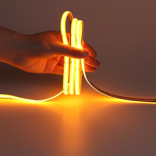 DC 5V USB COB Orange LED Strip Light USB Powered Dimmable IP65 Waterproof 6.6ft/2M 640LEDs with Dimmer High Brightness Flexible LED Tape Lights - color: Orange