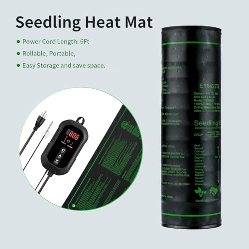 20"x 20" Seedling Heat Mat with Digital Thermostat Combo Set,ETL Certified and Durable Waterproof Warm Hydroponic Heat Mat for Germination,Indoor Gardening,Brewing and Greenhouses - style: 20"x20" Heat Mat with Digital Thermostat