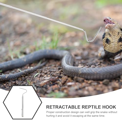 SUPVOX Retractable Stainless Steel Snake Hook Adjustable Snake Grabber Reptile Catching Tool with Extendable Pole and Reptile Supplies