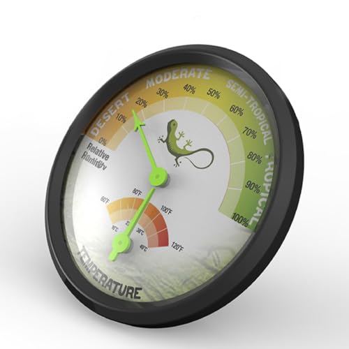 Reptile Thermometer Hygrometer Analog Temperature Humidity Meter Battery-Free Mini Mechanical Gauge for Terrarium and Pet Enclosure