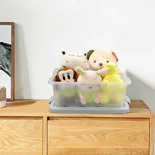 14 Quart Plastic Storage Box, Clear Storage Bin with Lid, 2 Packs - color: Grey