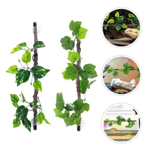 2pcs Reptile Terrarium Vines with Suction Cups, Bendable Plastic Jungle Climbing Branches for Natural Habitat Decoration, Complex Climbing Structures for Lizards and Chameleons