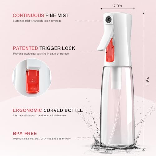 Continuous Spray Bottle for Hair – Fine Mist Water Mister, Empty Spray Bottles – Recycled Hair Misting Sprayer for Styling, Cleaning, Plants, Barbers, Salons & More – 2pk 6.1 OZ
