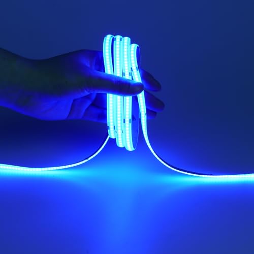 DC 5V USB COB Blue LED Strip Light Dimmable IP65 Waterproof USB Powered 6.6ft/2M 640LEDs with Dimmer High Brightness Flexible LED Tape Lights - color: Blue