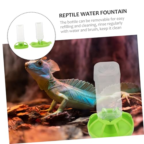 VANZACK 2sets Lizard Water Feeders Reptile Drinking Tools Easy to Clean Water Containers for Turtles Snakes Geckos and Other Reptiles Green
