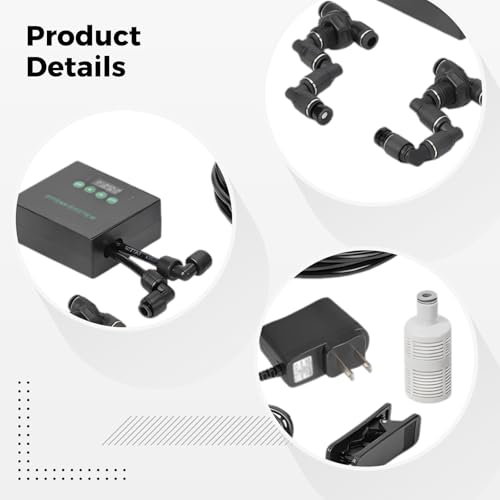 Reptile Terrarium Mister with Dual Nozzles, Timer Controlled Humidifier, Automatic Spray System, 360° Adjustable, Self-Priming