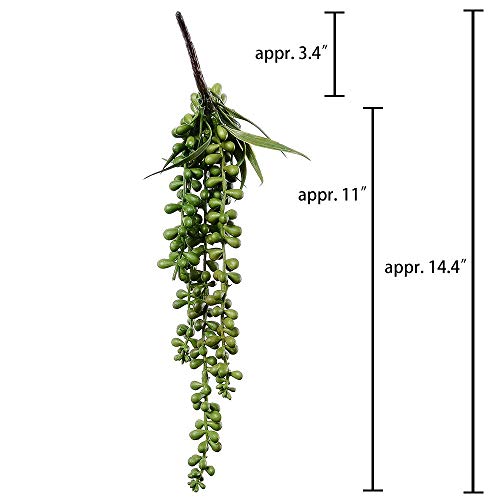 4 pcs Artificial Hanging Succulents Faux Burro's Tail Picks Trailing String of Pearls Succulent Fake Greenery Sprays 13.4" L for Basket Planter Centerpiece Floral Arrangement Indoor Outdoor Decor