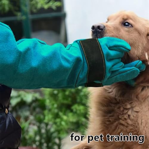 Extended Pet Anti-bite Anti-scratch Gloves, Professional Pet Shop Anti-bite Gloves, Pet Grooming Protective Gloves, Thick Imitation Cowhide, Suitable for Dog Training, Cats, Snakes, Wild Animals