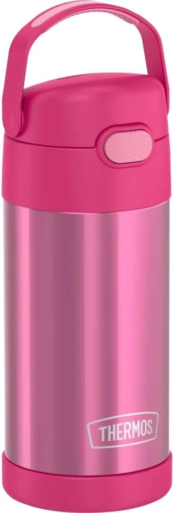 THERMOS FUNTAINER Water Bottle with Straw, 12oz, Construction | Kids Stainless Steel Insulated Water Bottle, Keeps Drinks Cold Longer for School & Play, BPA-Free